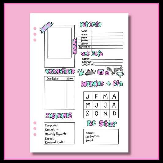 Pet Info Log - Single Page