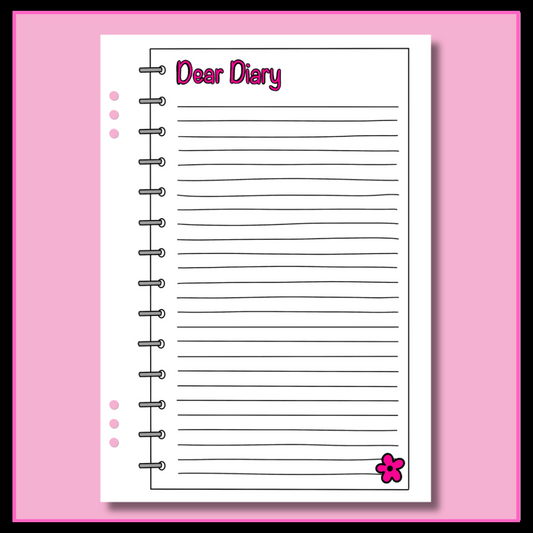 Dear Diary Journal Page - Single Page