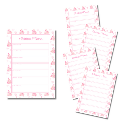 A4 Christmas 2026 Planner Refill Page Inserts - Pink Trees