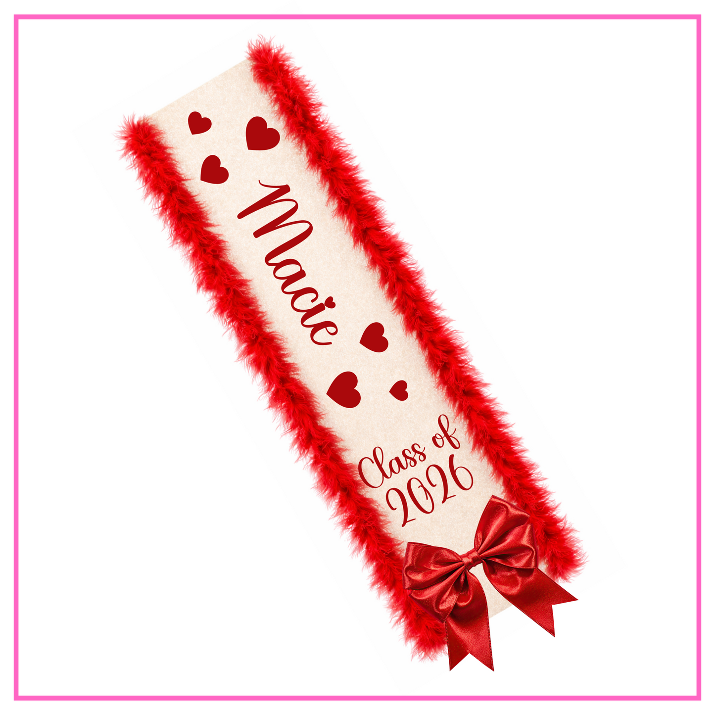 LED Light Up Personalised School Leavers Sash - Sweetheart