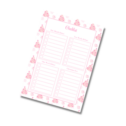 A4 Christmas 2026 Planner Refill Page Inserts - Pink Trees