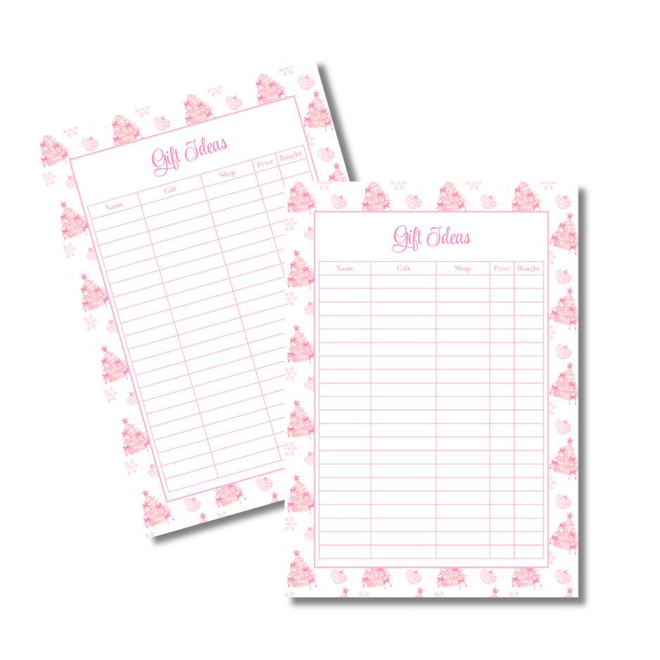 A4 Christmas 2026 Planner Refill Page Inserts - Pink Trees
