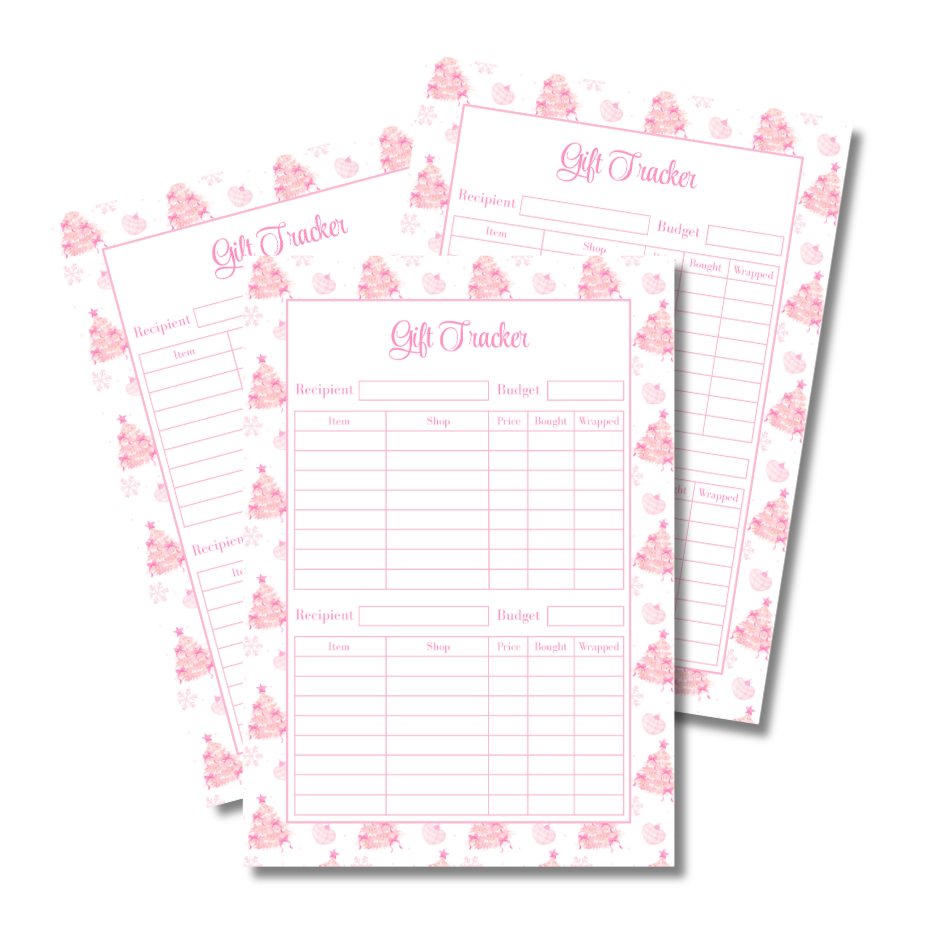 A4 Christmas 2026 Planner Refill Page Inserts - Pink Trees