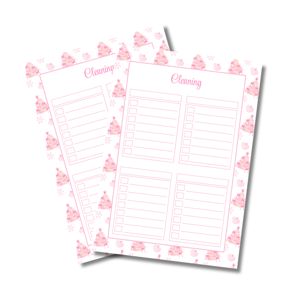A4 Christmas 2026 Planner Refill Page Inserts - Pink Trees