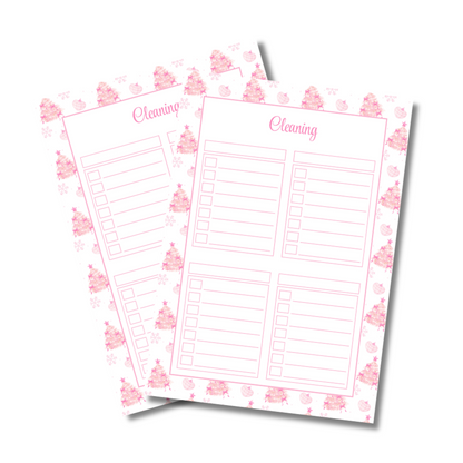 A4 Christmas 2026 Planner Refill Page Inserts - Pink Trees