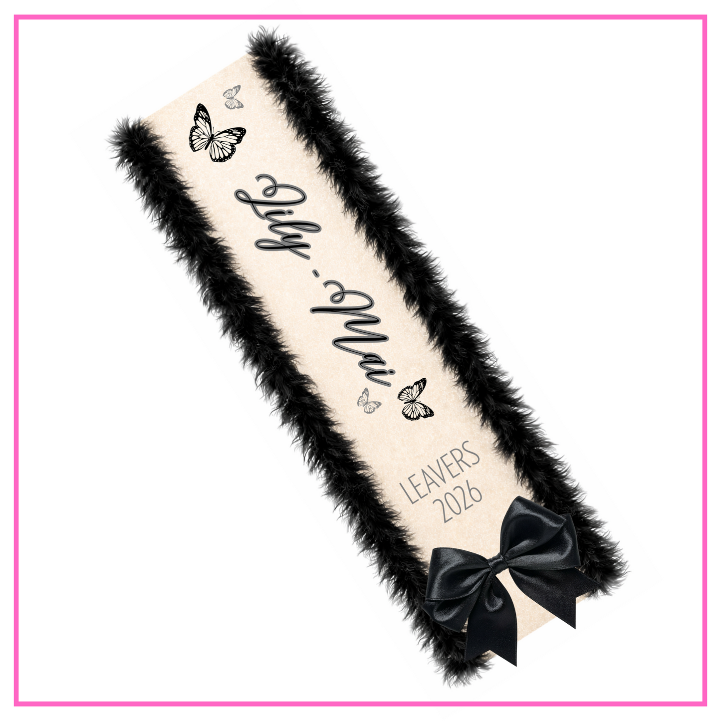 LED Light Up Personalised School Leavers Sash - Beautiful Butterfly
