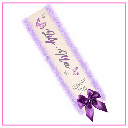 LED Light Up Personalised School Leavers Sash - Beautiful Butterfly