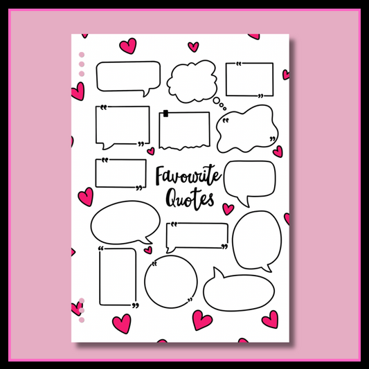 Favourite Book Quotes - Single Page