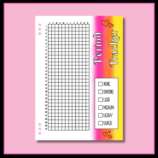 Yearly Period Tracker - Single Page