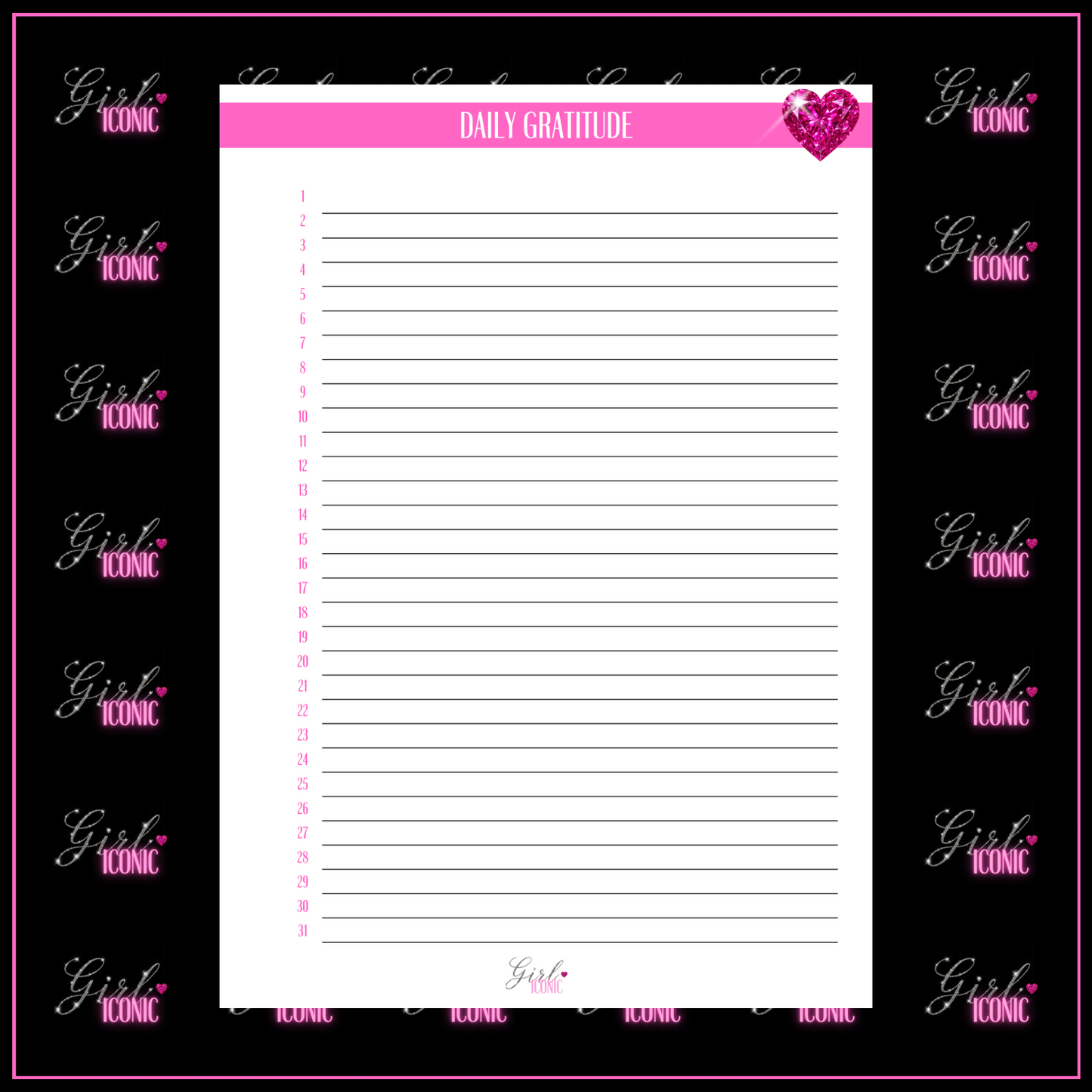 Daily Gratitude - Set of 12 Pages