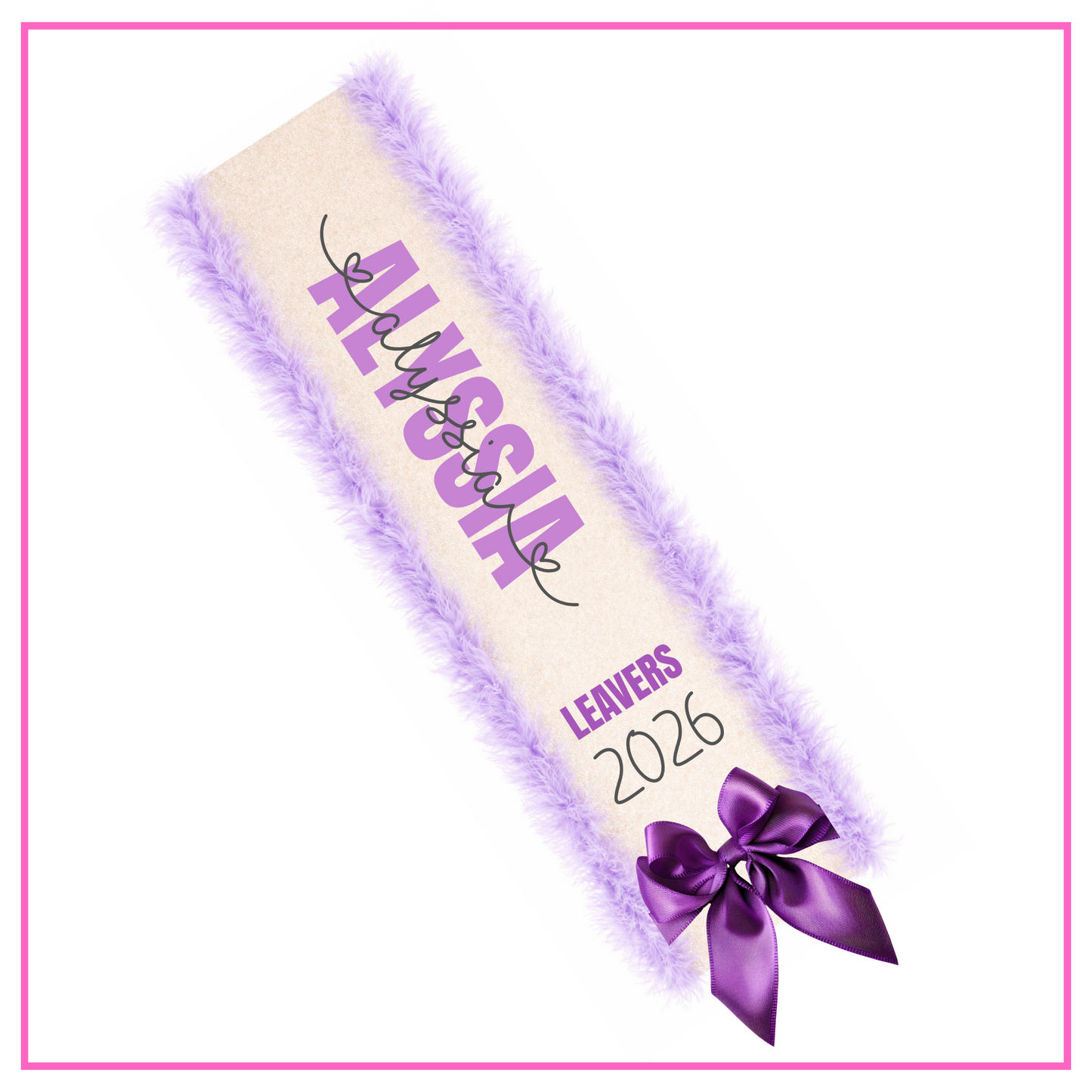 LED Light Up Personalised School Leavers Sash - Signature Hearts