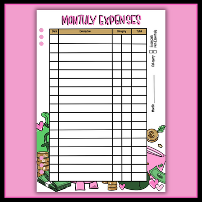 Monthly Expenses Bundle - 12 Page Set