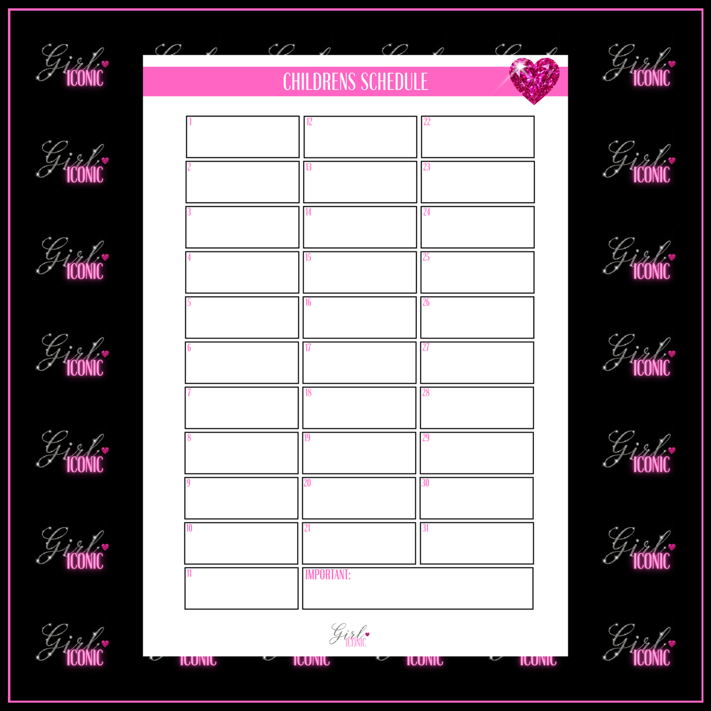 Children’s Schedule - Set of 12 Pages