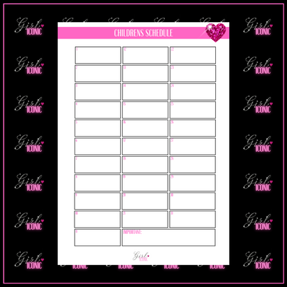 Children’s Schedule - Set of 12 Pages