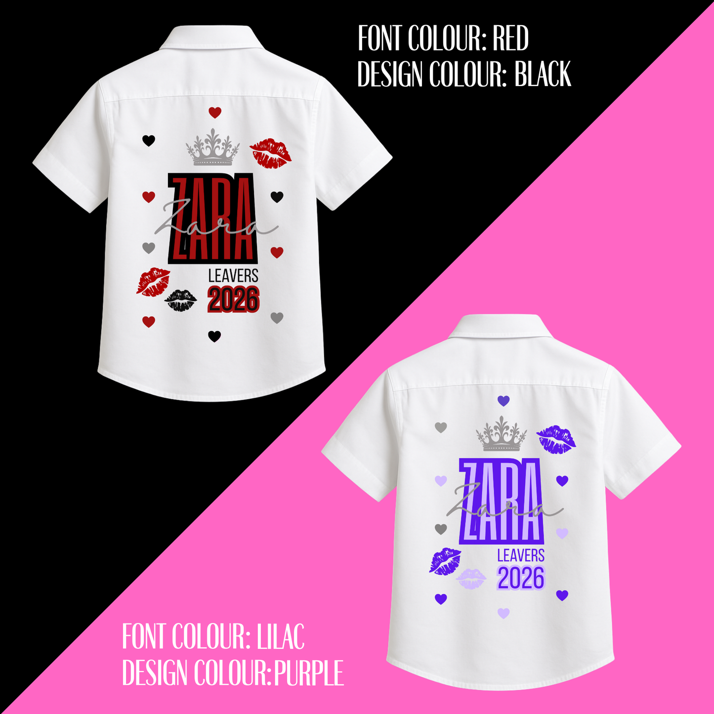 Personalised School Leavers Shirt - Queen of Kisses
