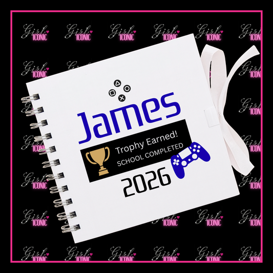 Personalised School Leavers Memory Scrap Book - Blue Gamer