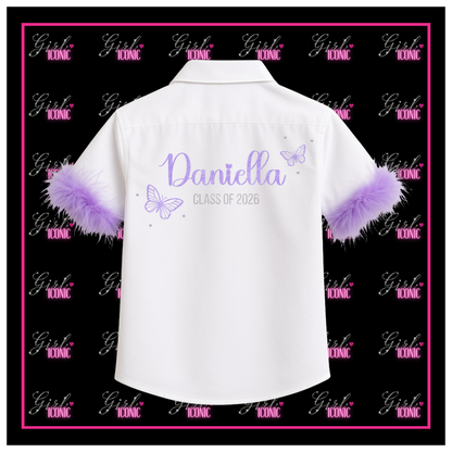 Personalised School Leavers Shirt - Butterfly Bliss
