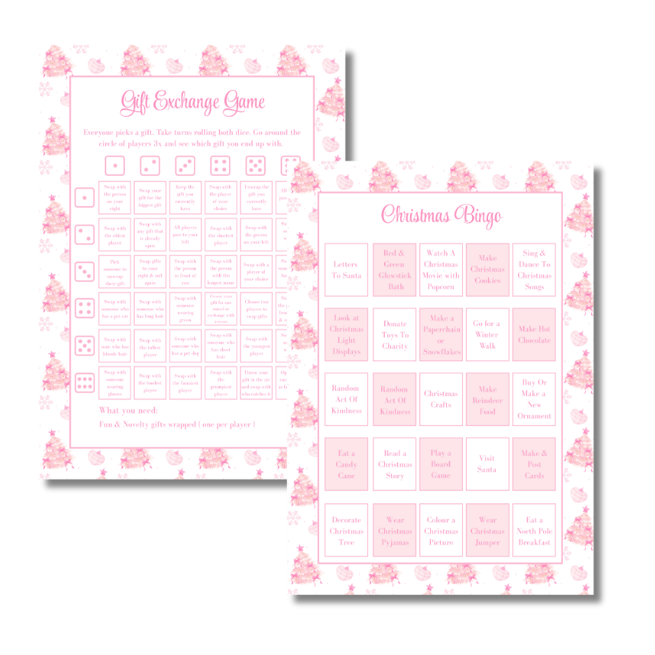 A4 Christmas 2026 Planner Refill Page Inserts - Pink Trees