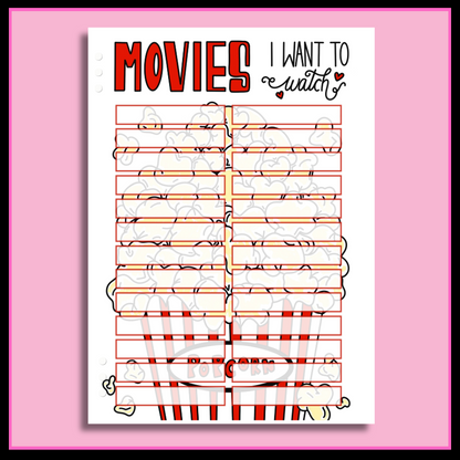Movies & Tv Journal Page Bundle - DIGITAL DOWNLOAD