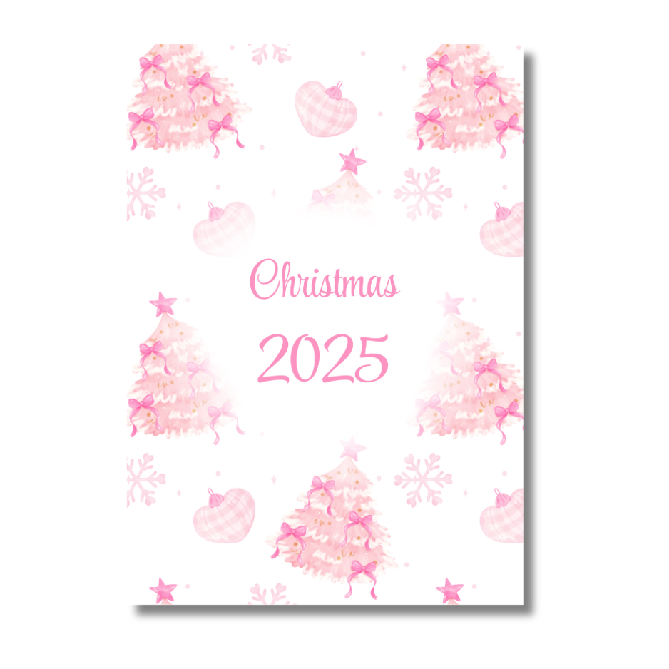 A4 Christmas 2026 Planner Refill Page Inserts - Pink Trees