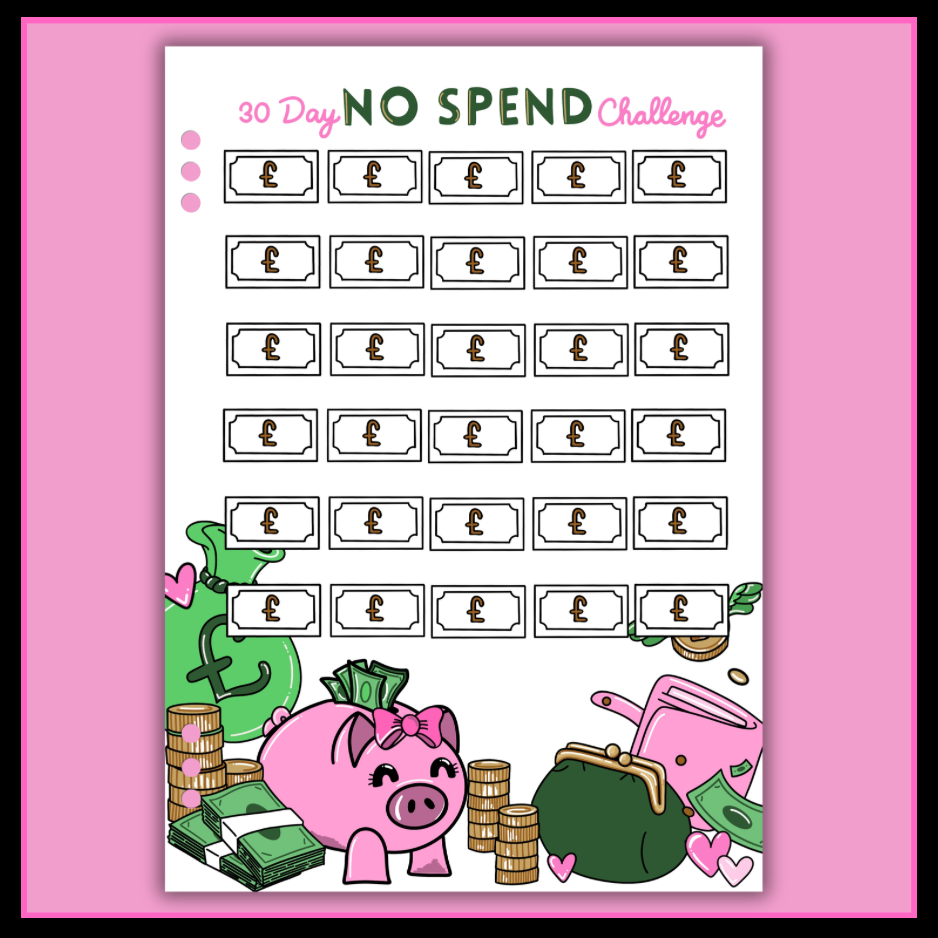 30 Day No Spend Challenge - Single Page