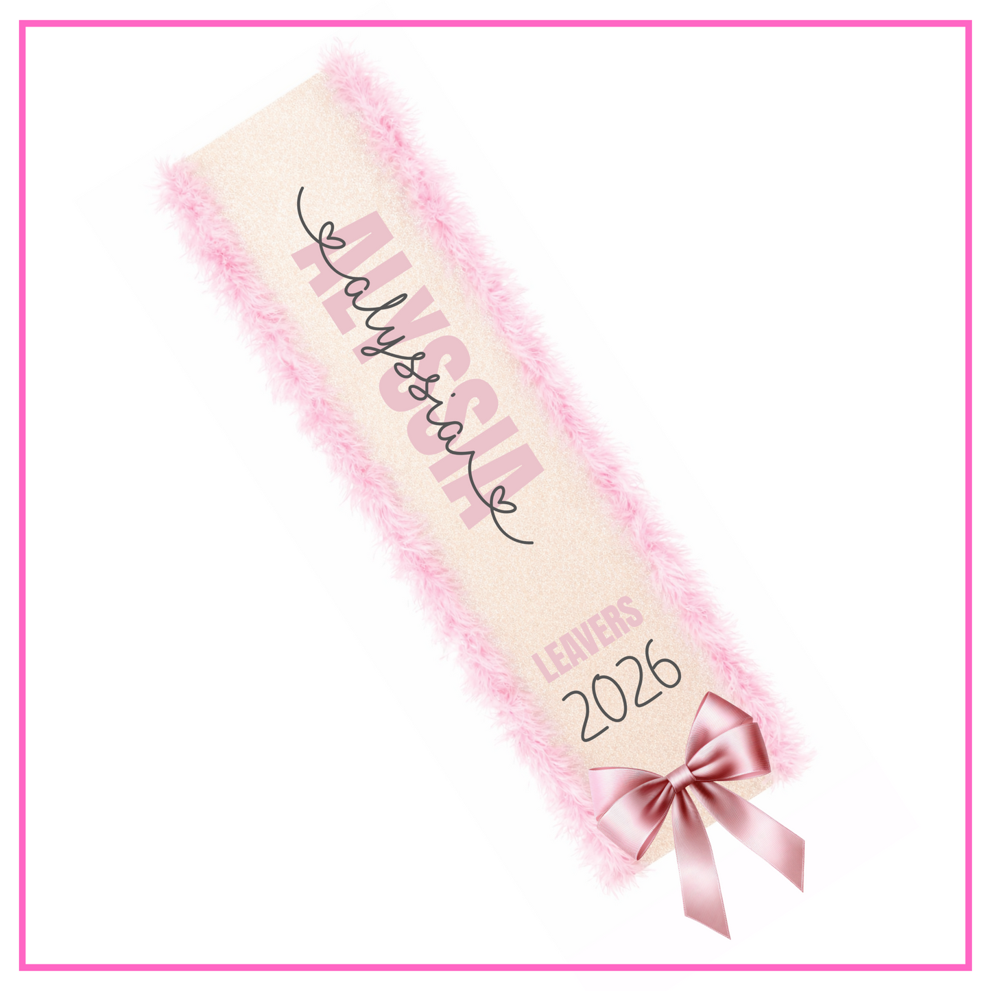 LED Light Up Personalised School Leavers Sash - Signature Hearts