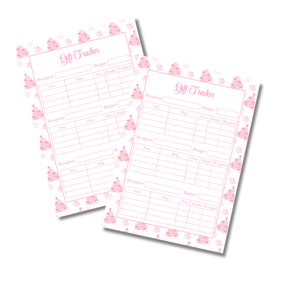 A4 Christmas 2026 Planner Refill Page Inserts - Pink Trees