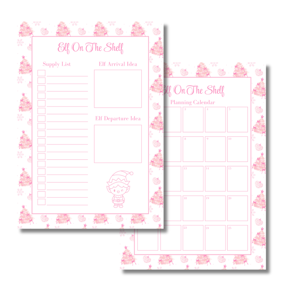 A4 Christmas 2026 Planner Refill Page Inserts - Pink Trees