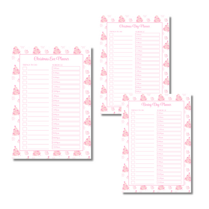 A4 Christmas 2026 Planner Refill Page Inserts - Pink Trees
