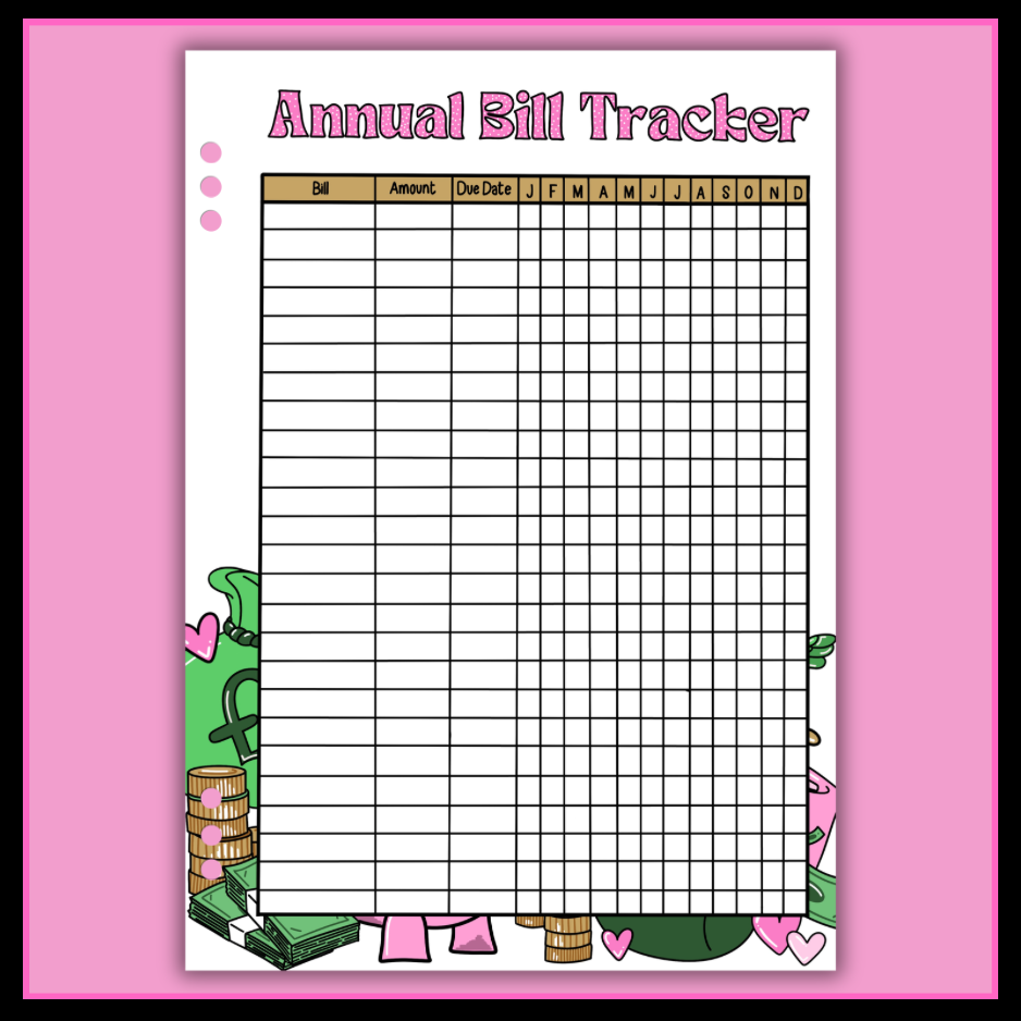 Annual Bill Tracker - Single Page