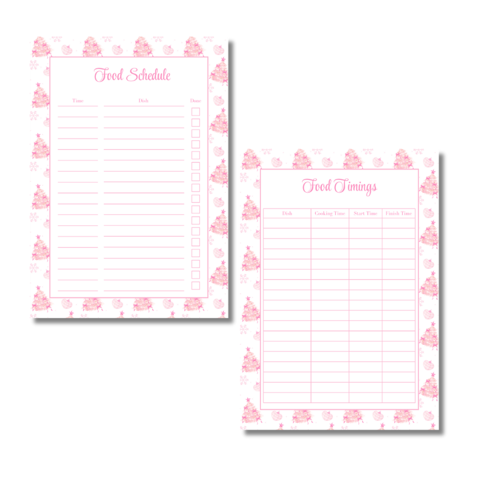 A4 Christmas 2026 Planner Refill Page Inserts - Pink Trees