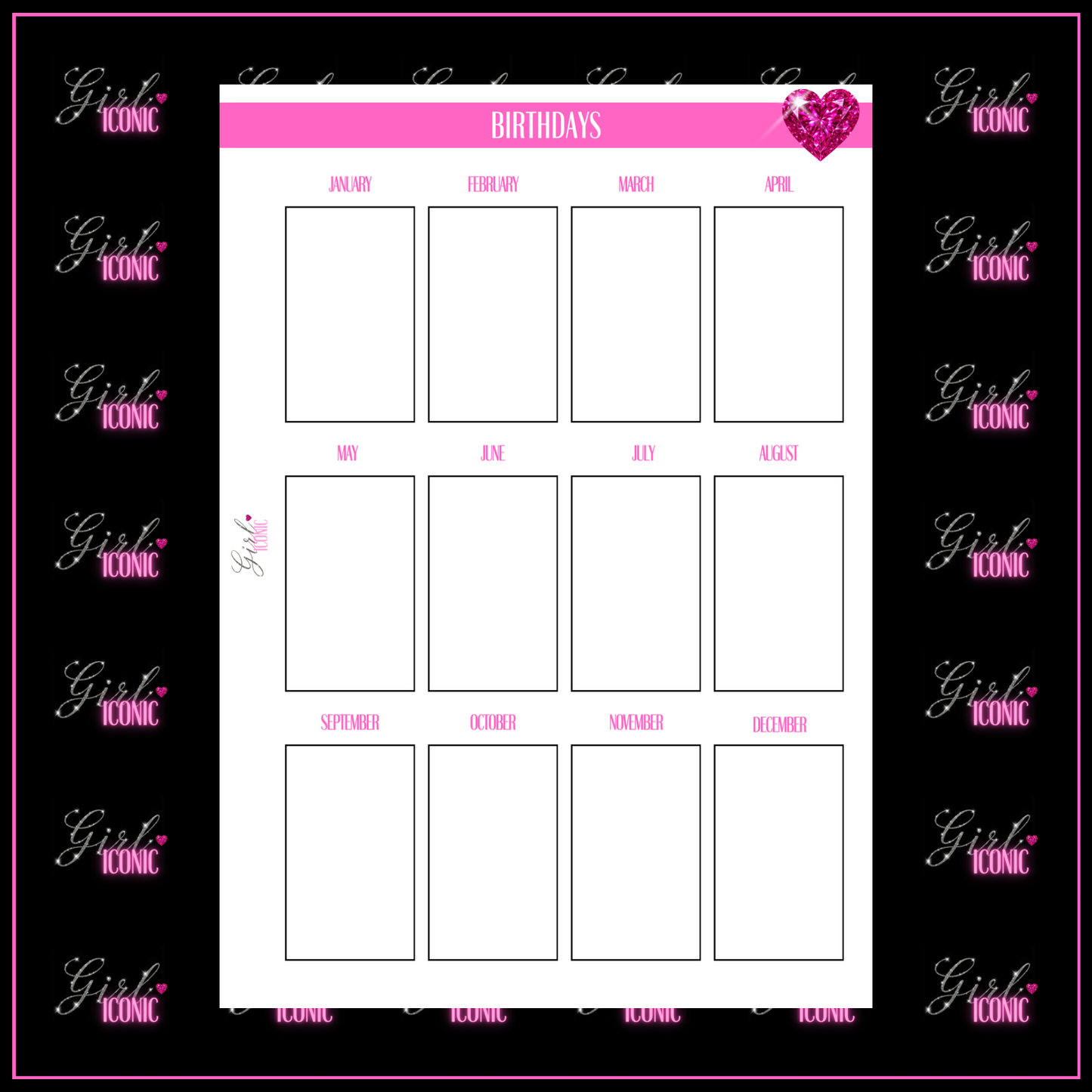 Birthday Calendar - Single Page Insert