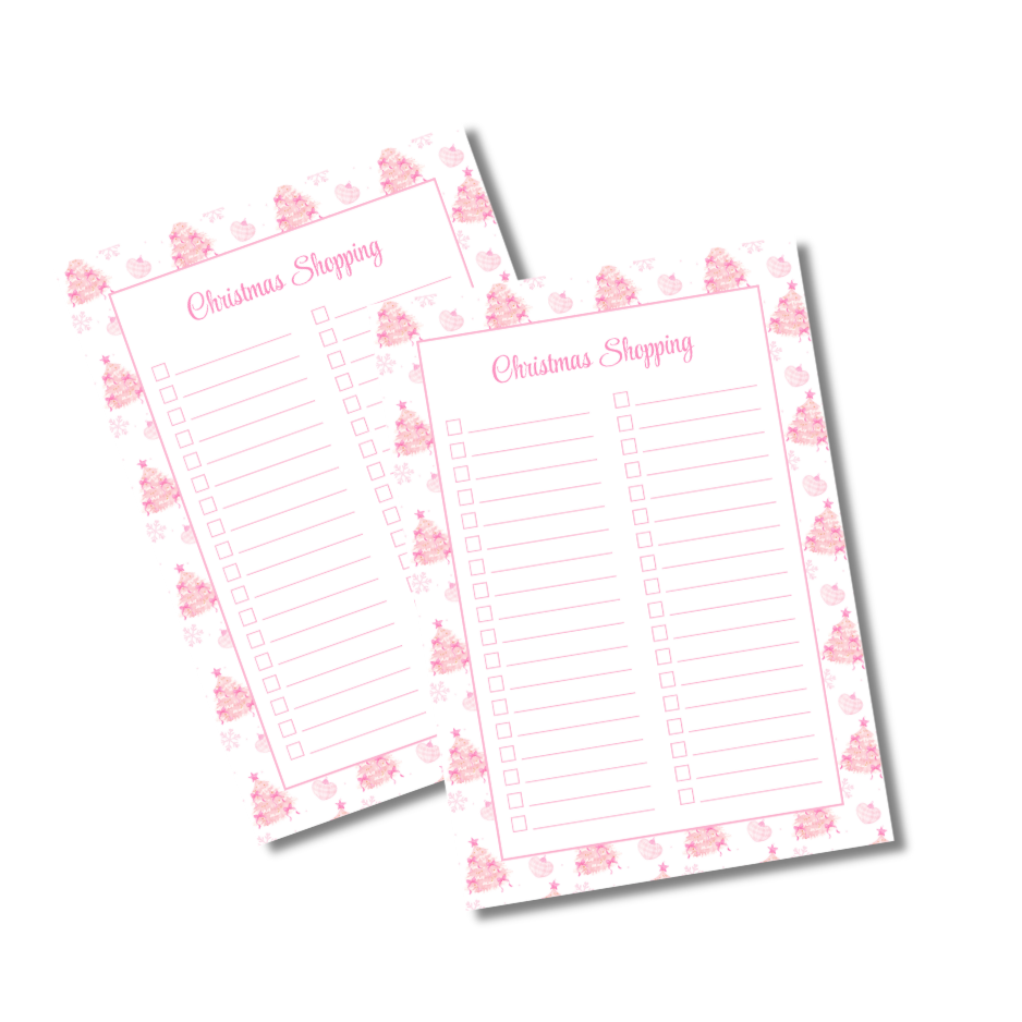 A4 Christmas 2026 Planner Refill Page Inserts - Pink Trees