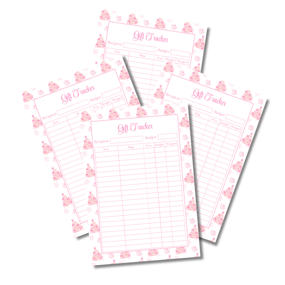 A4 Christmas 2026 Planner Refill Page Inserts - Pink Trees