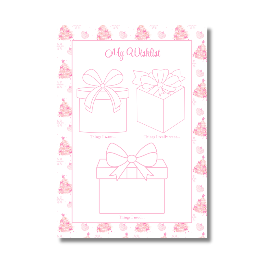 A4 Christmas 2026 Planner Refill Page Inserts - Pink Trees