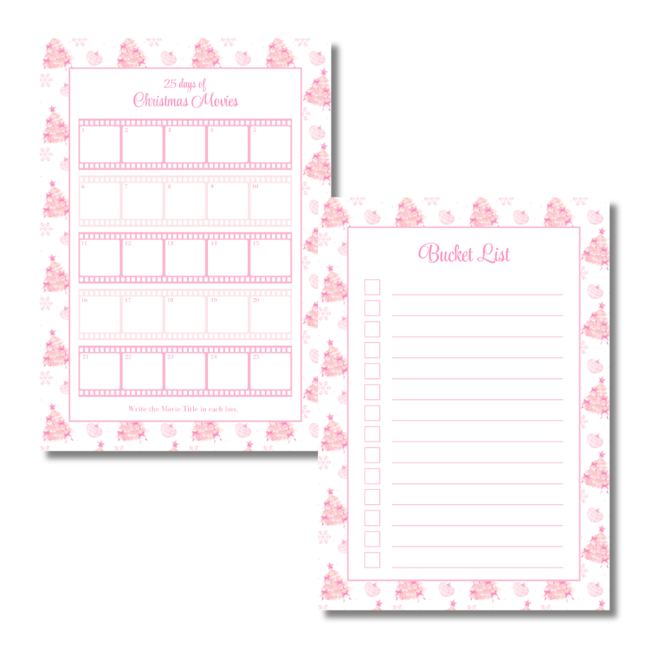 A4 Christmas 2026 Planner Refill Page Inserts - Pink Trees