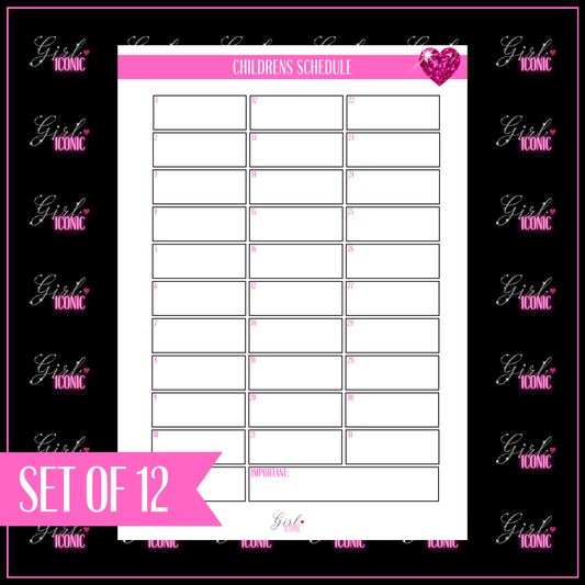 Children’s Schedule - Set of 12 Pages