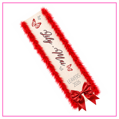 LED Light Up Personalised School Leavers Sash - Beautiful Butterfly