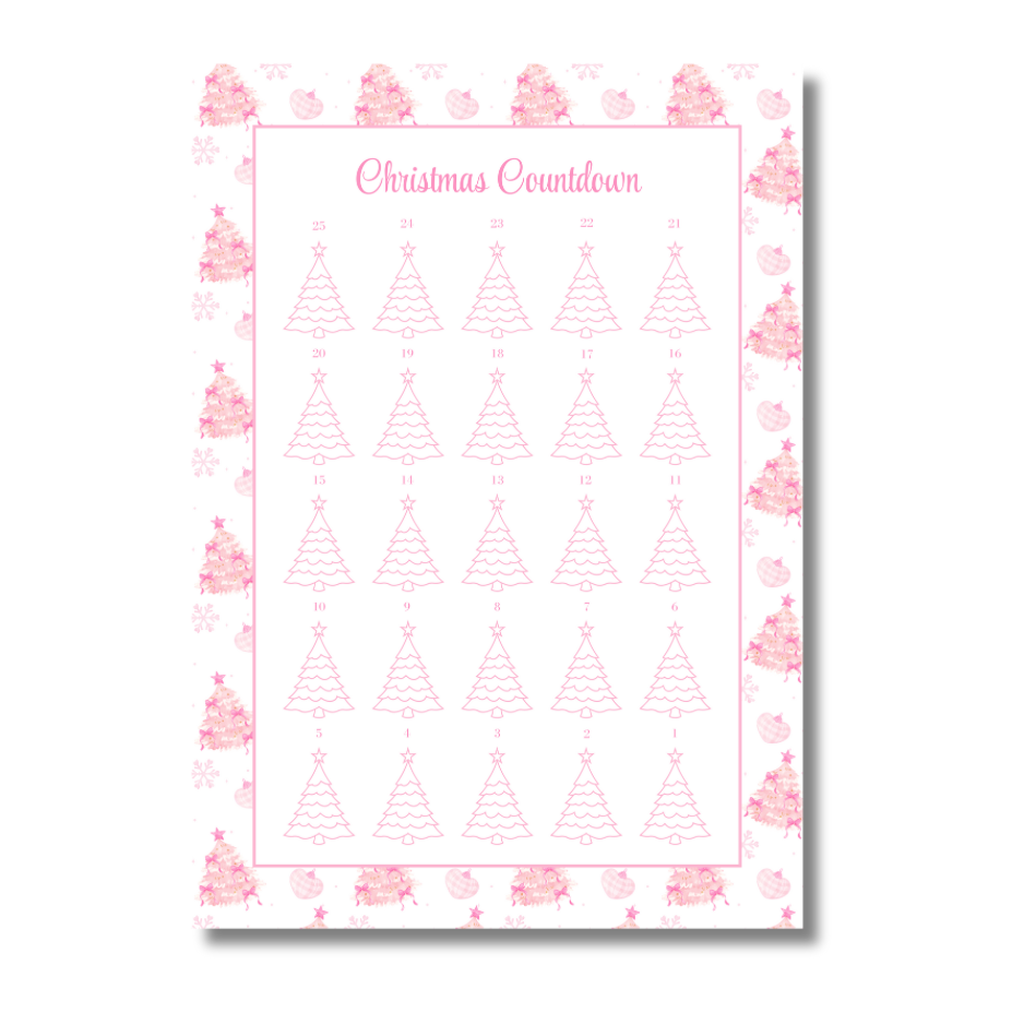 A4 Christmas 2026 Planner Refill Page Inserts - Pink Trees