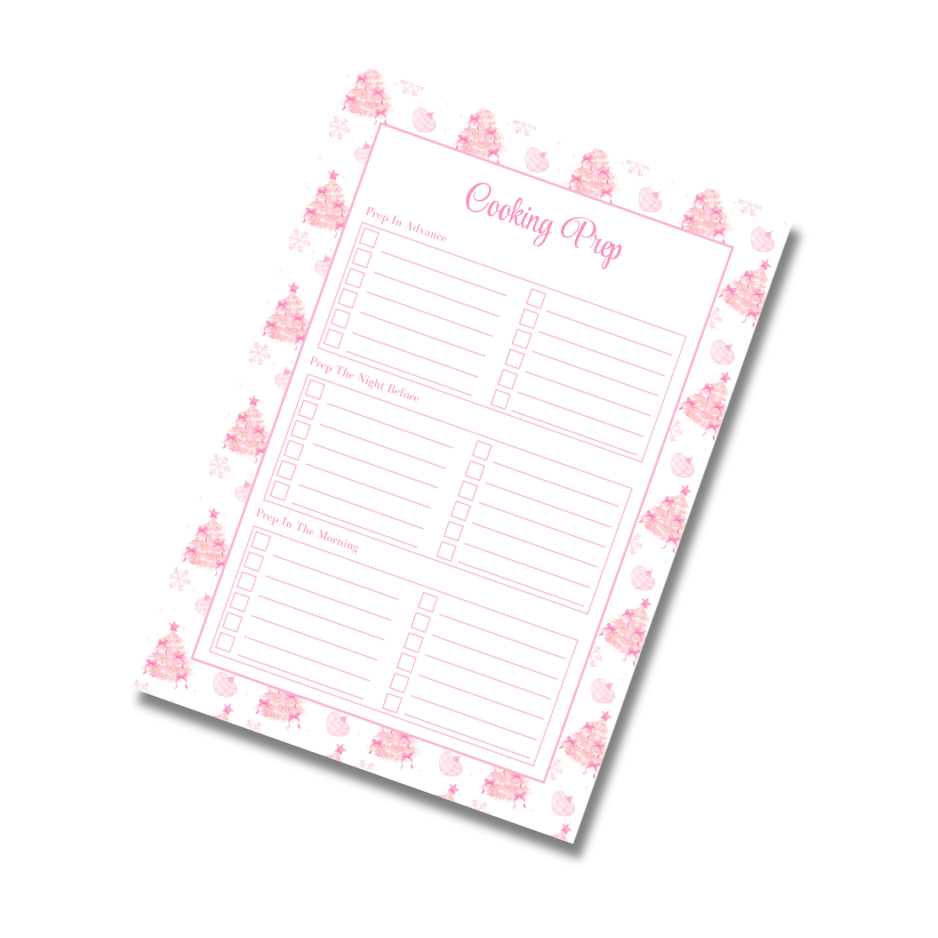 A4 Christmas 2026 Planner Refill Page Inserts - Pink Trees