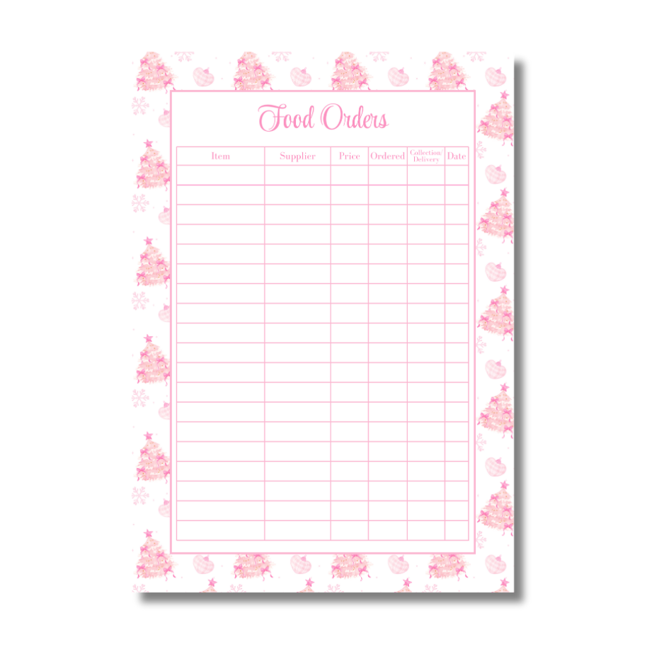 A4 Christmas 2026 Planner Refill Page Inserts - Pink Trees