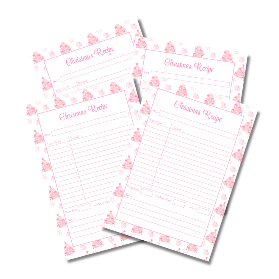 A4 Christmas 2026 Planner Refill Page Inserts - Pink Trees