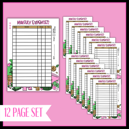 Monthly Expenses Bundle - 12 Page Set