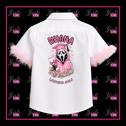 Personlised School Leavers Shirt - Graduation Ghost Face