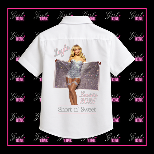 Personalised School Leavers Shirt - Sabrina Towel Reveal